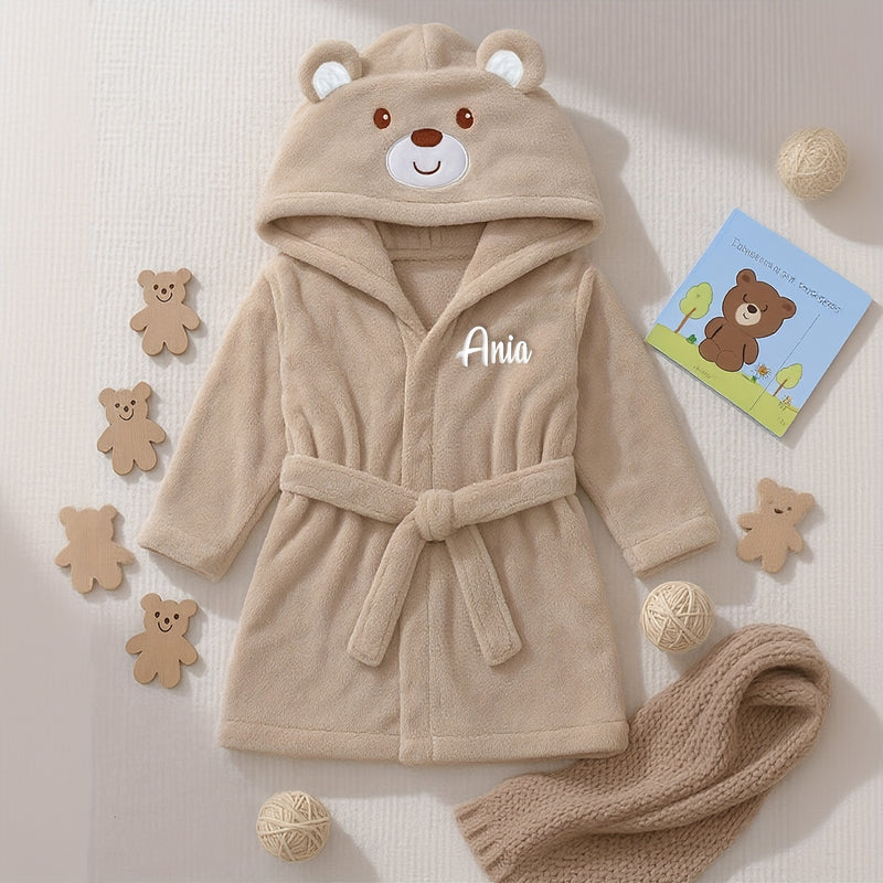 Personalized Baby Bear Hooded Towel - Custom Name/Initials/Date.