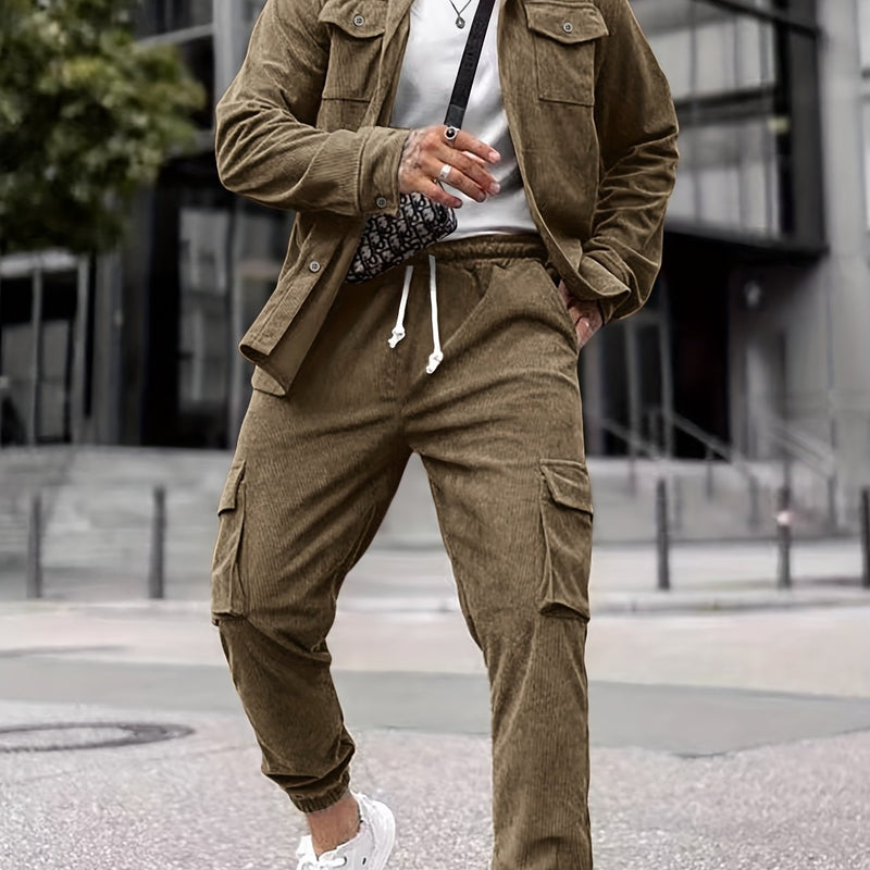 Men's Four-Season Long Sleeve Turn- Collar Double.