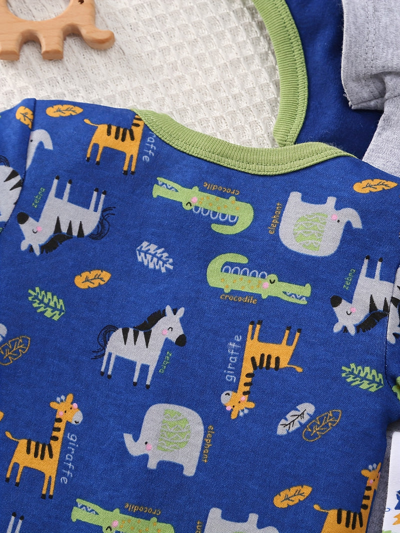 Newborn Baby Boy's Three-Point Romper with Short Sleeves, 5pcs.