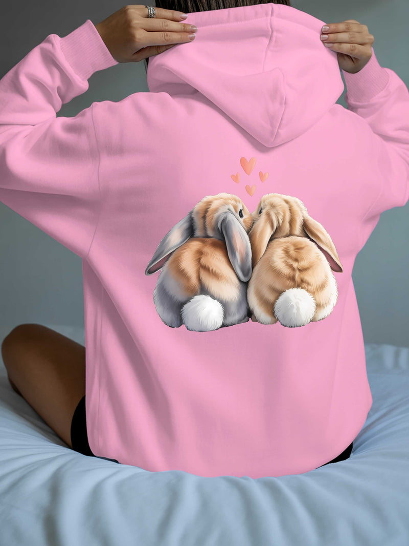 Cute Rabbit Back Women's casual sweatshirt back printed fashionable.