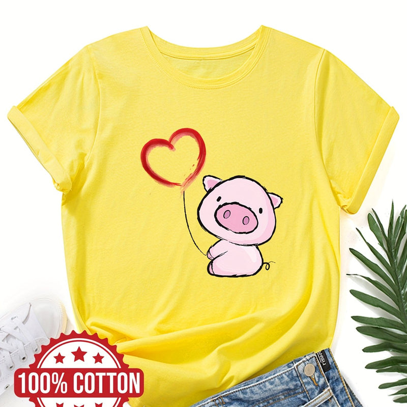 Women's Cute & Heart Balloon Print T-Shirt.