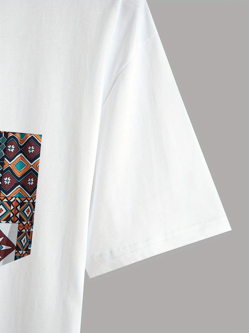 Men’s Short Sleeve T-Shirt with Random Print Pocket.