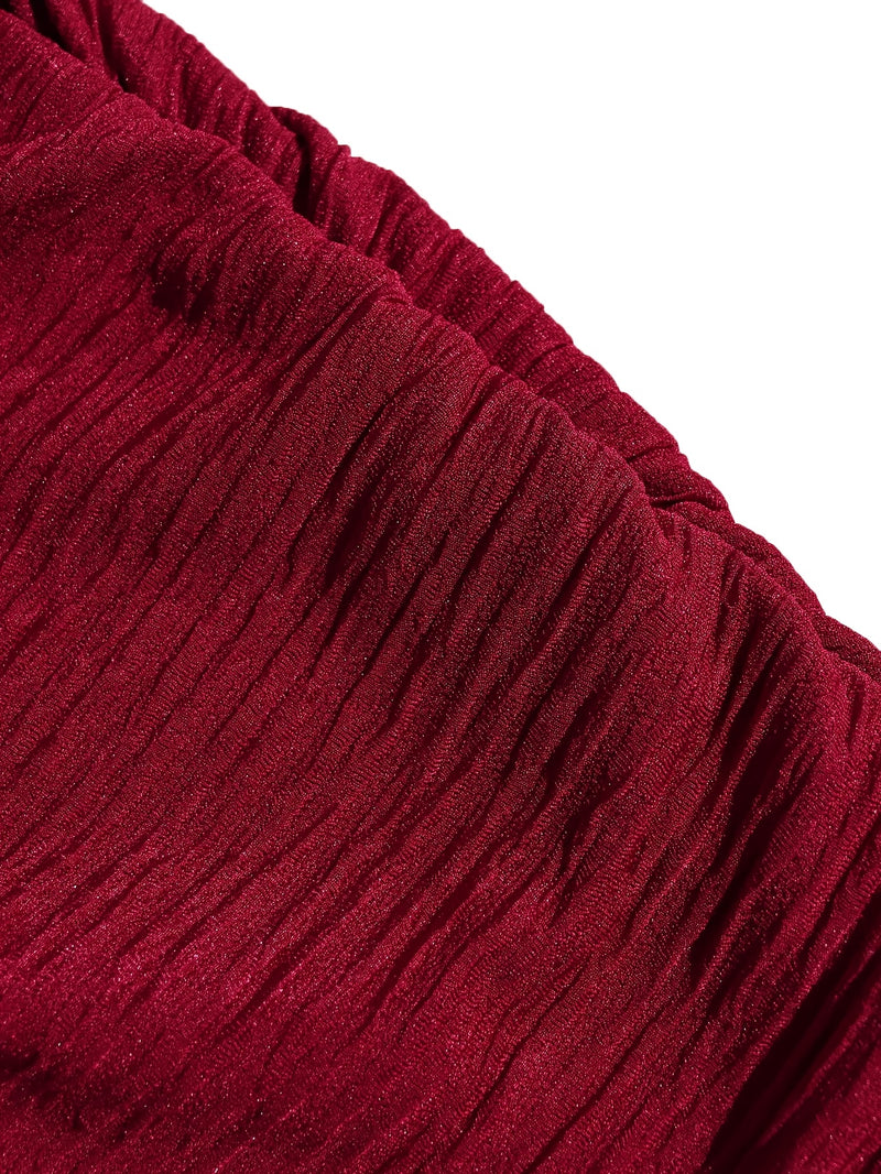 Women's 2pcs Long Sleeve V-Neck Top + Mid-Length Waist-Cinching Side-Tie.