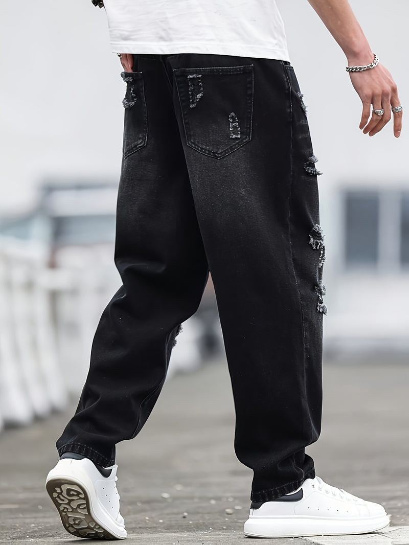 Men's Distressed Denim Pants.