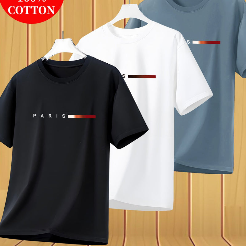 3pcs Cotton T-Shirts, New Summer Style Men's Trendy Tees.