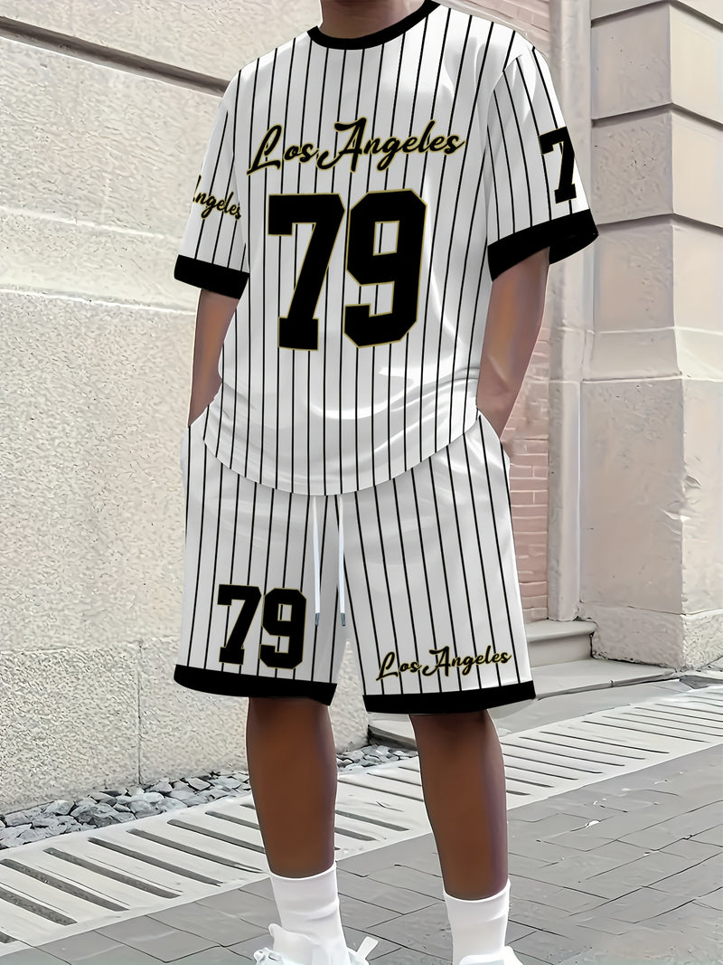 Men's Casual Short Sleeve T-Shirt and Shorts Set.