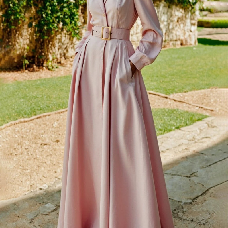 Women's Solid Color Dress, Beltless, Elegant And Easy.