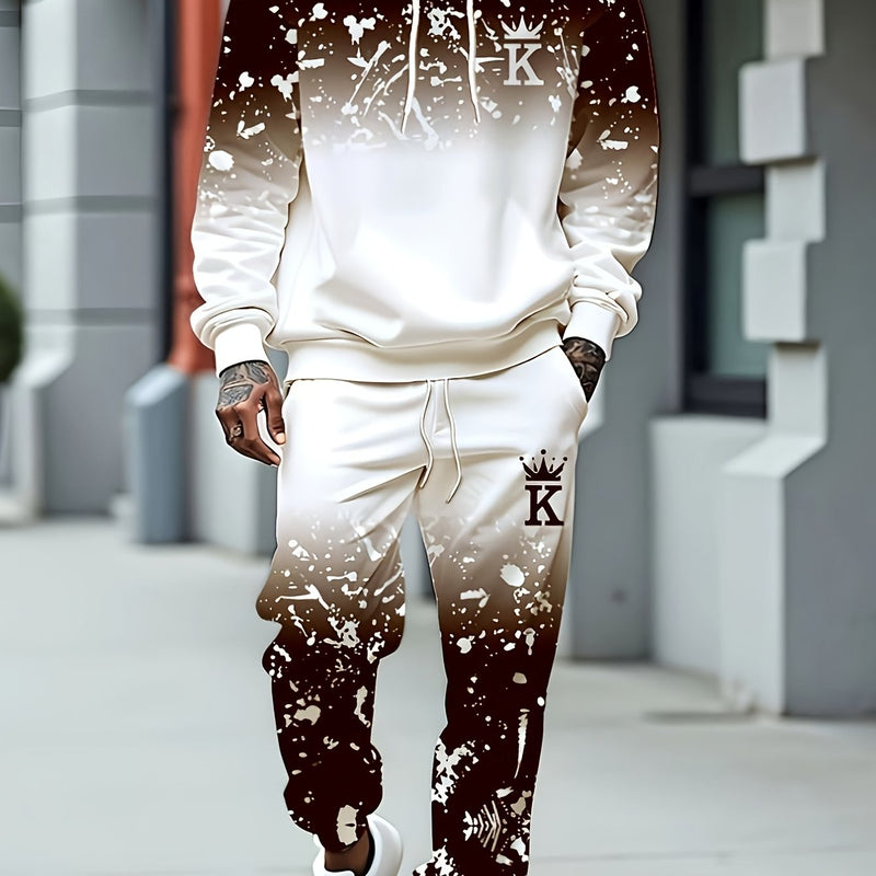 Men's Casual Sportswear Set - Fashionable American Letter.