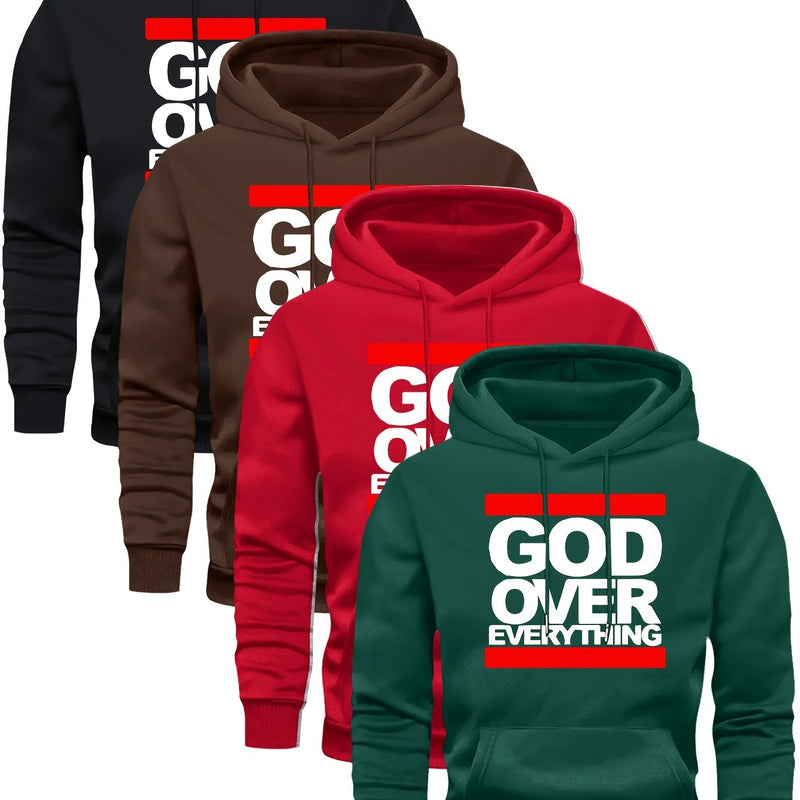 4 Counts Hooded Sweatshirt Fleece Men's Casual Versatile Fashion.