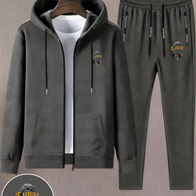 Men's Trendy Autumn And Winter Hooded Jacket Set.