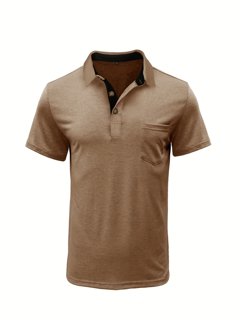 Men's Plaid Collar Pocket T-shirt.