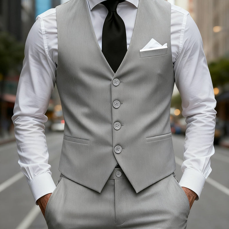 Men's 2pcs Suit, Consisting of a Vest And Dress Pants.