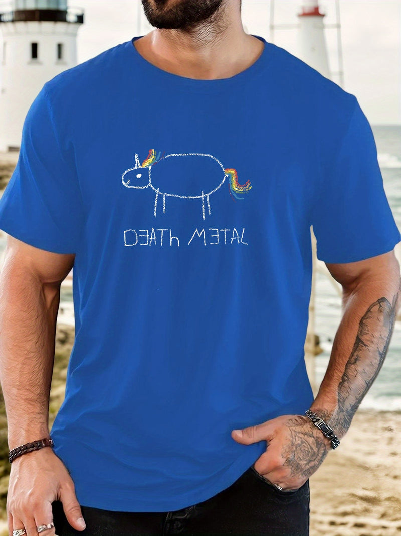 Men's Short-Sleeve T-Shirt with a Unicorn Pattern for Summer Casual Wear.