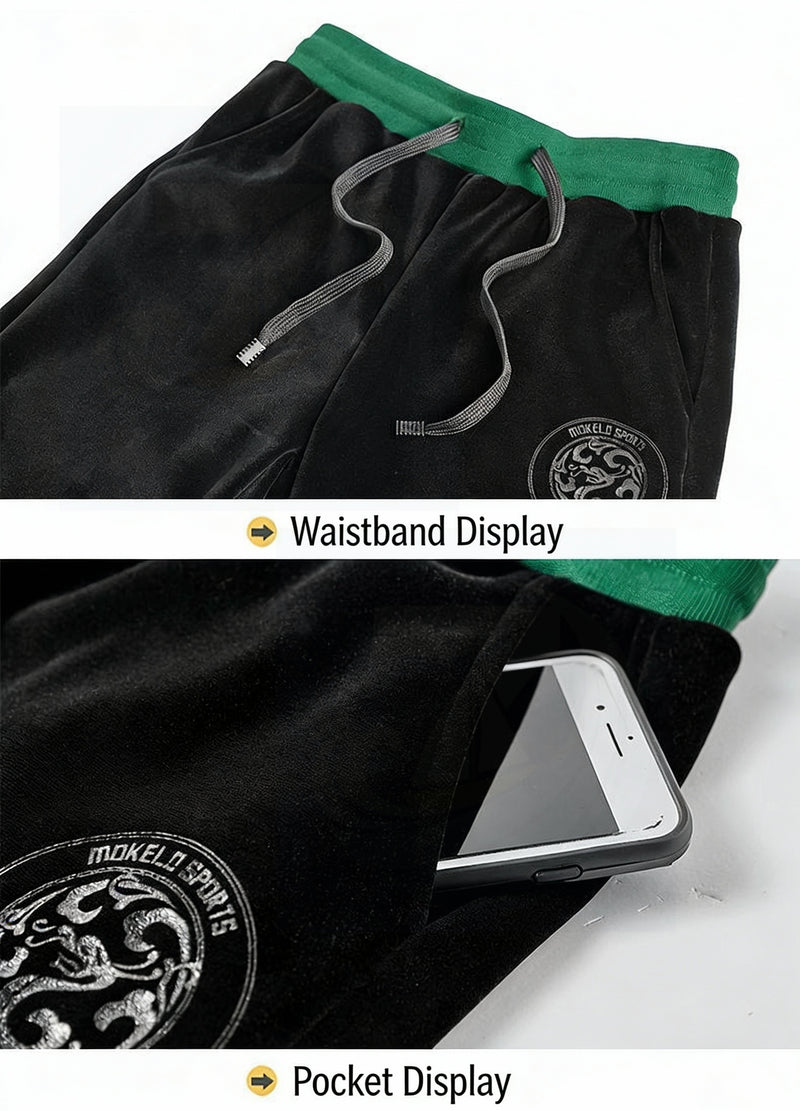 Student Fashion Velvet Sports Suit Men Premium Plush Casual Jacket Pants 2pcs.