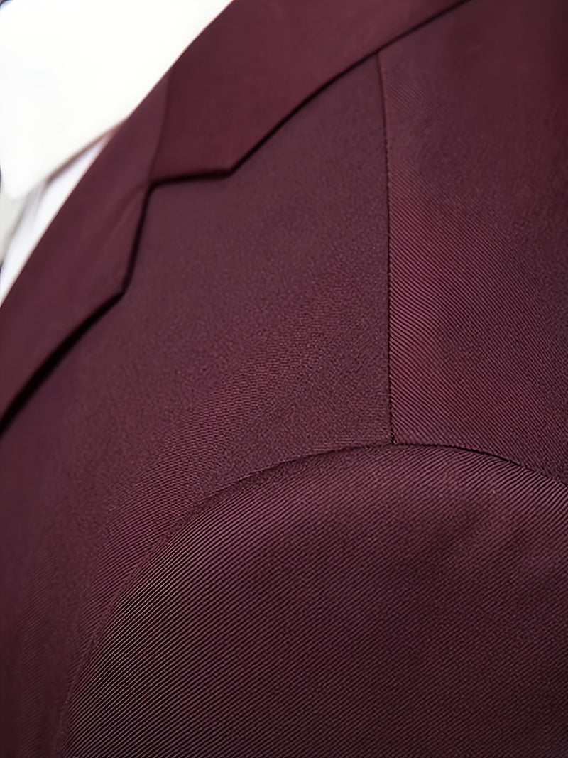 Men's 2pcs Suit Set, Blazer + Trousers, Business Casual.