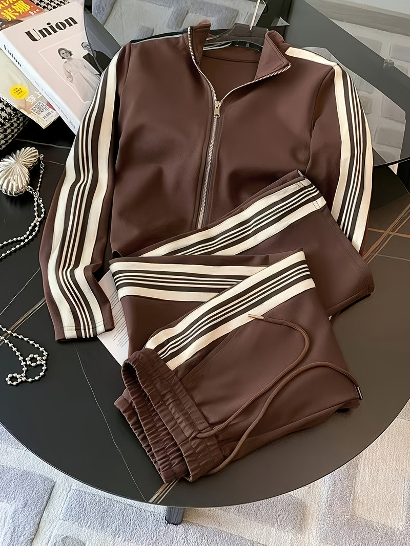 Women's 2pcs Set: Long-Sleeve Zipper Jacket and Long Pants.