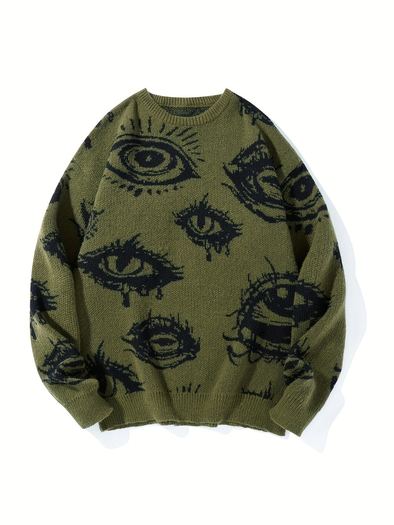 Men’s Round Neck Street Style Pullover with Contrasting Colors.