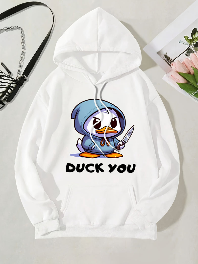 Women'S Casual Fashion Hooded Sweatshirt with Duck.