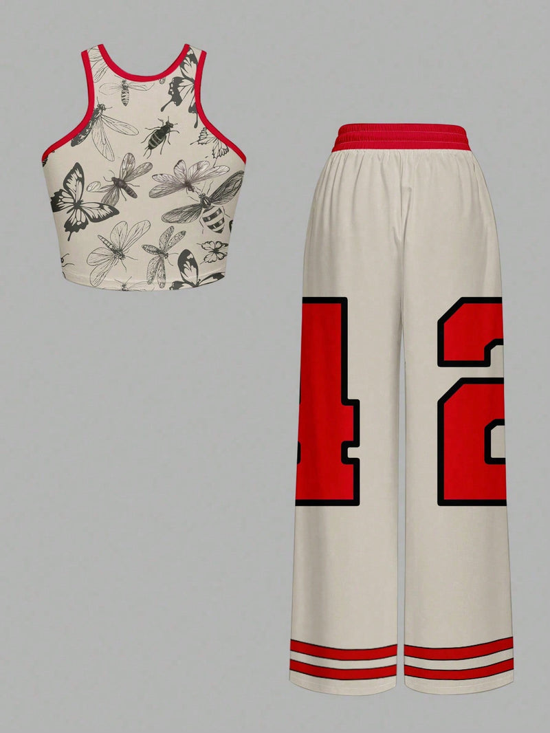 Two-piece Women's Tank Top and Shorts Set.