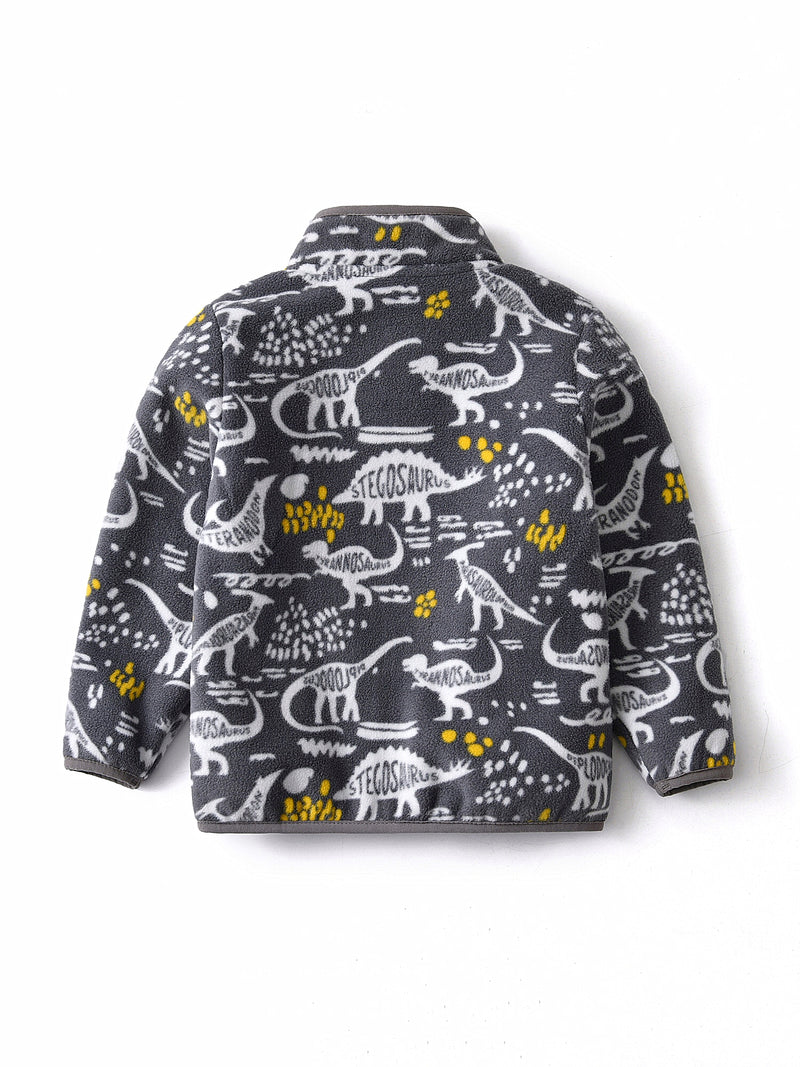 Boys' Cartoon Dinosaur Print Fleece Jacket Autumn/Winter.
