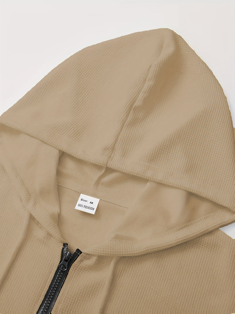 Men's Casual Sports Set Hooded Zipper Design.