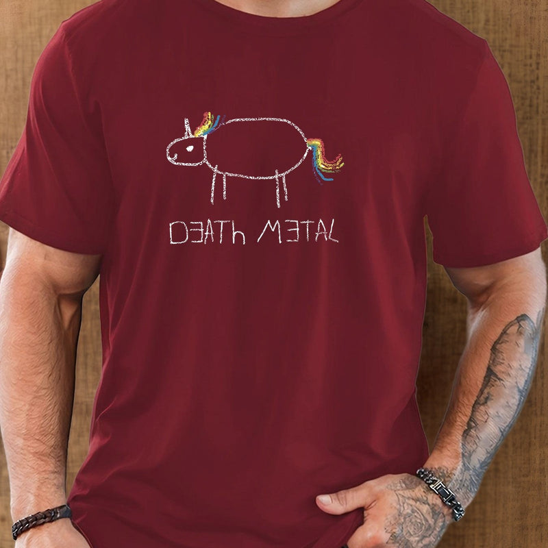 Men's Short-Sleeve T-Shirt with a Unicorn Pattern for Summer Casual Wear.