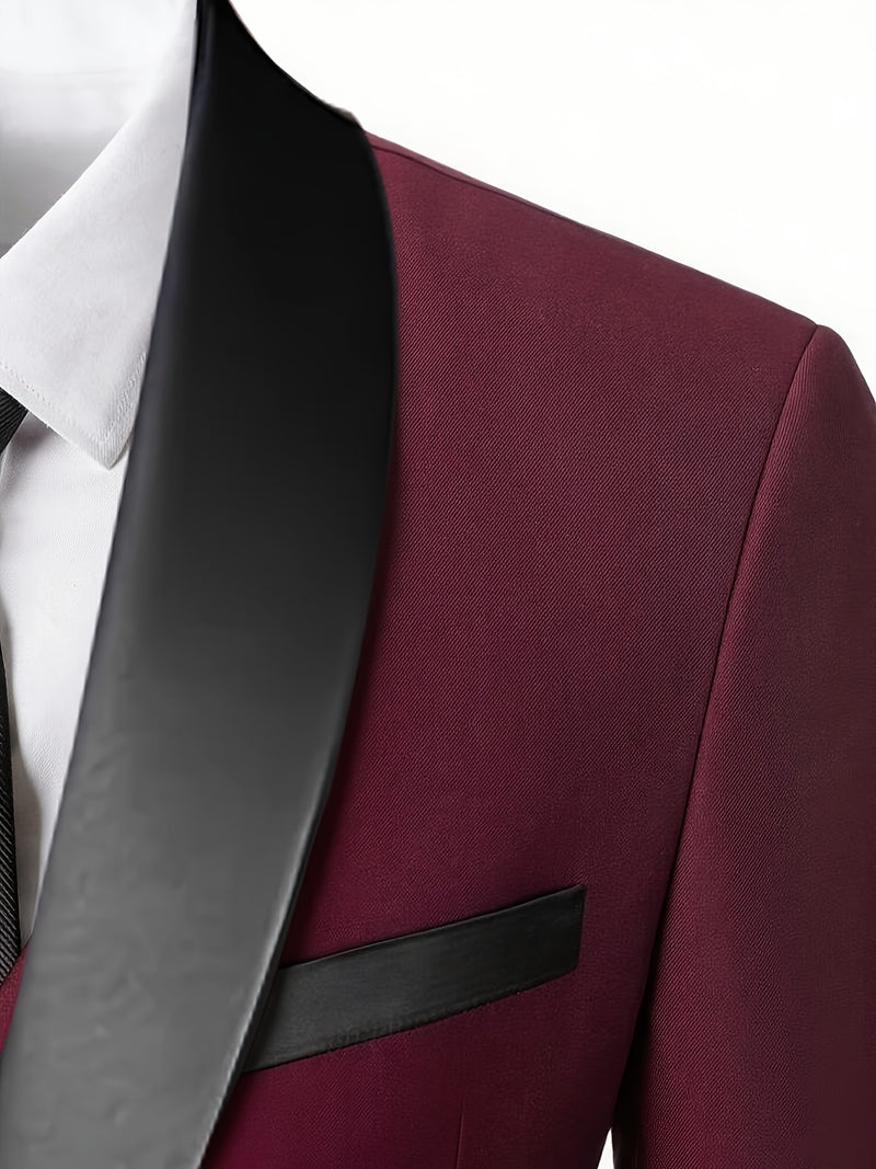 Men's 3pcs Suit Set, Jacket + Vest+ Trousers.