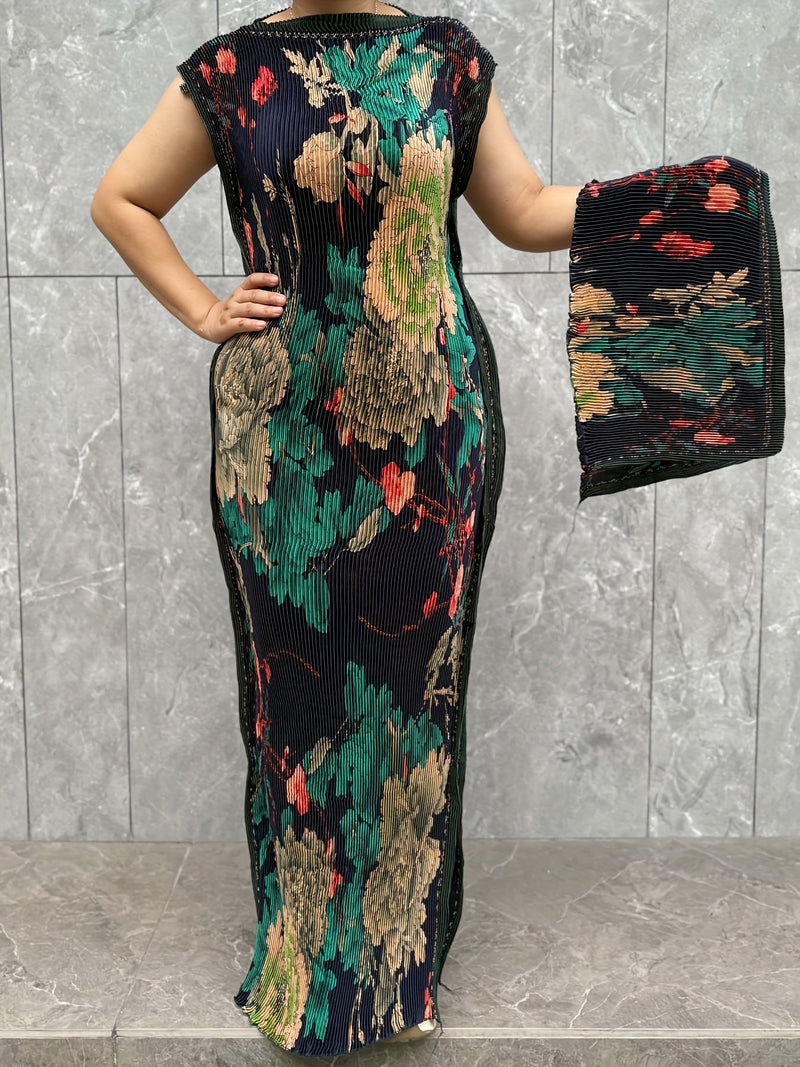 Women’s High-Elastic Bodycon Dress Featuring Traditional Middle Eastern Design.
