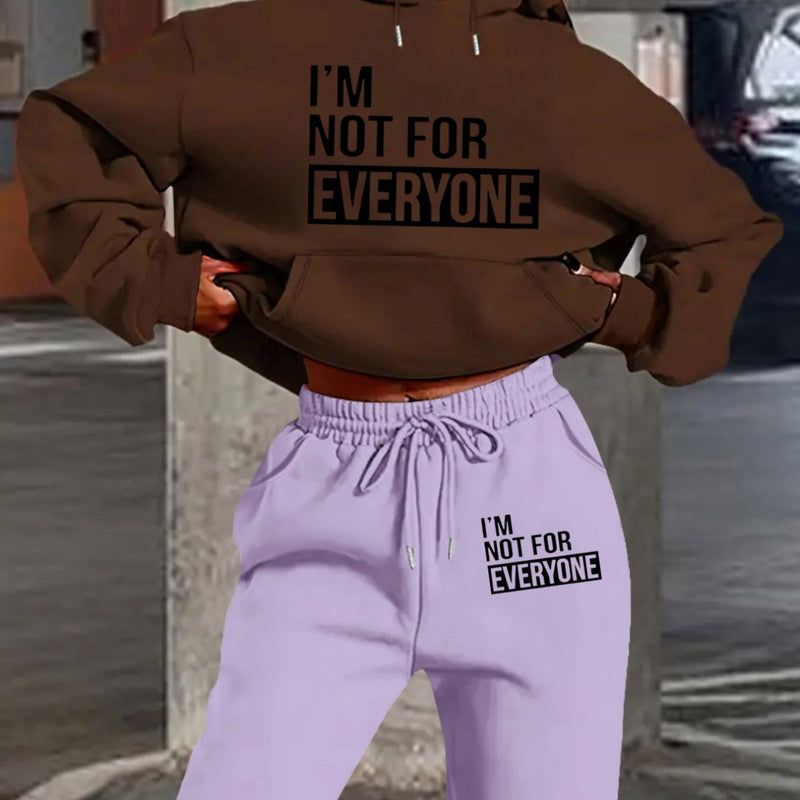 Women's European and American Fashion -Lined Hooded Sweatshirt and Pants.