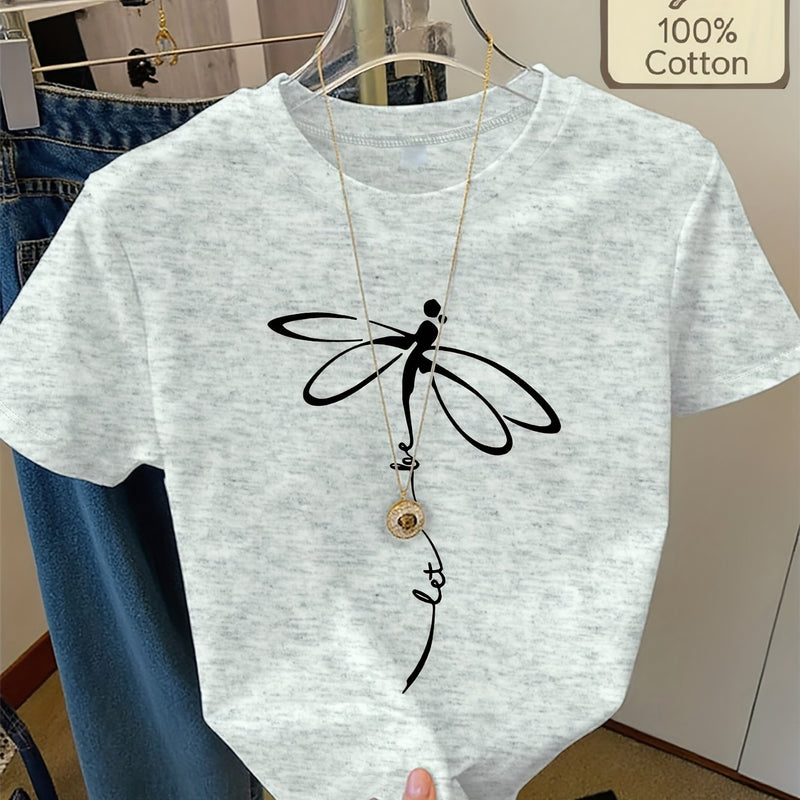 Women's Casual Home Printed Round Neck Pure Short Sleeve.