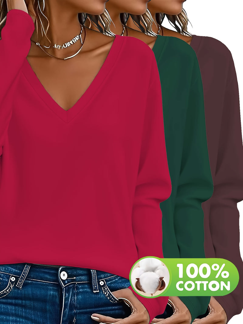 3-Pack Women's Long Sleeve T-shirts.