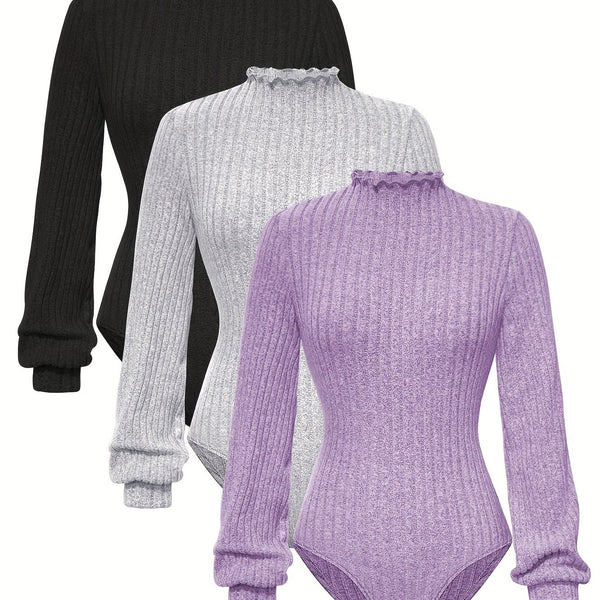 3pcs Women's Slim-Fit Layering Long Sleeve T-Shirts.