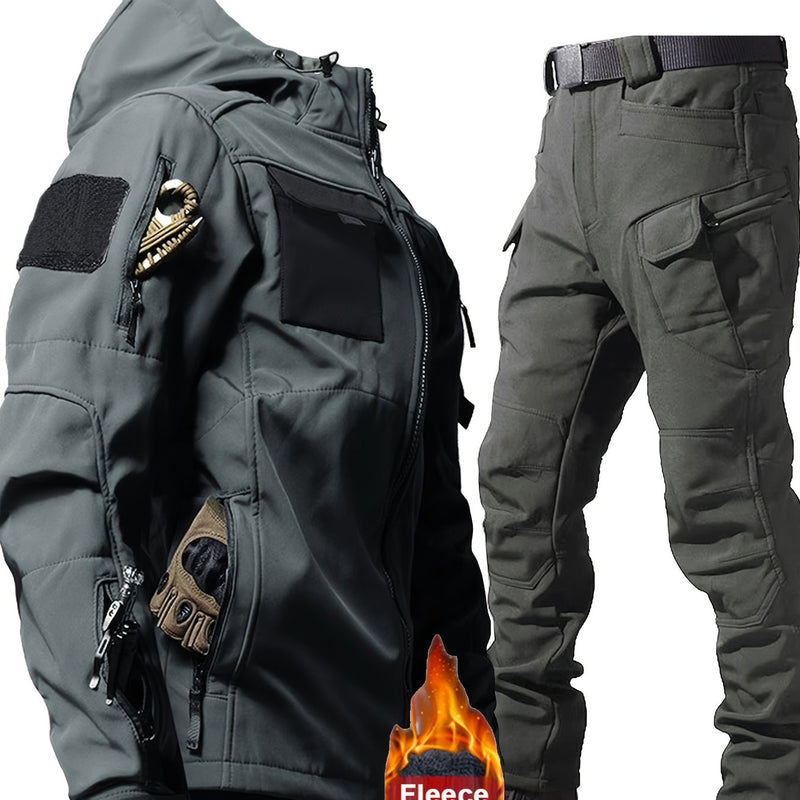 Autumn and Winter Men's  Fleece-Lined Two-Piece Set.