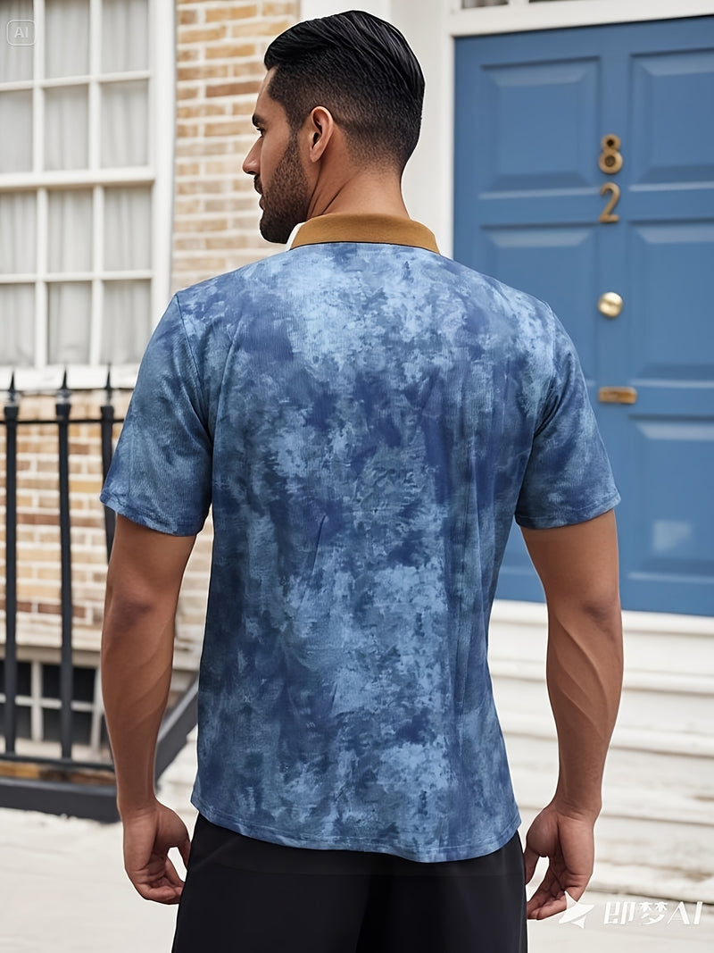 Men's Henry Shirt T-shirt Top Regular V-neck Street Vacation Short Sleeve.