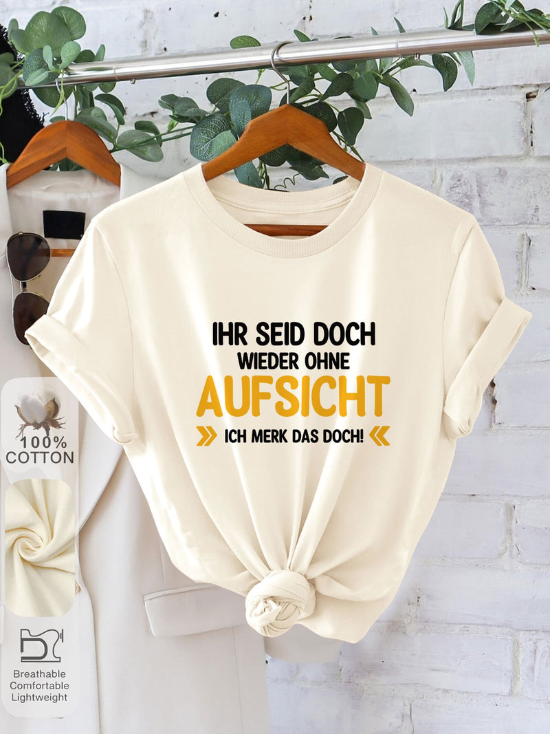 Women’s Graphic Print T-shirt, Short Sleeve Crew Neck Casual.