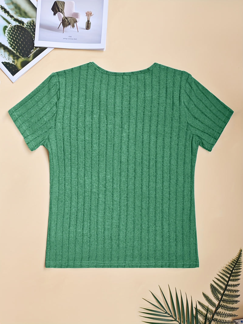 3pcs Women's Elegant V-Neck Short Sleeve Blouses.