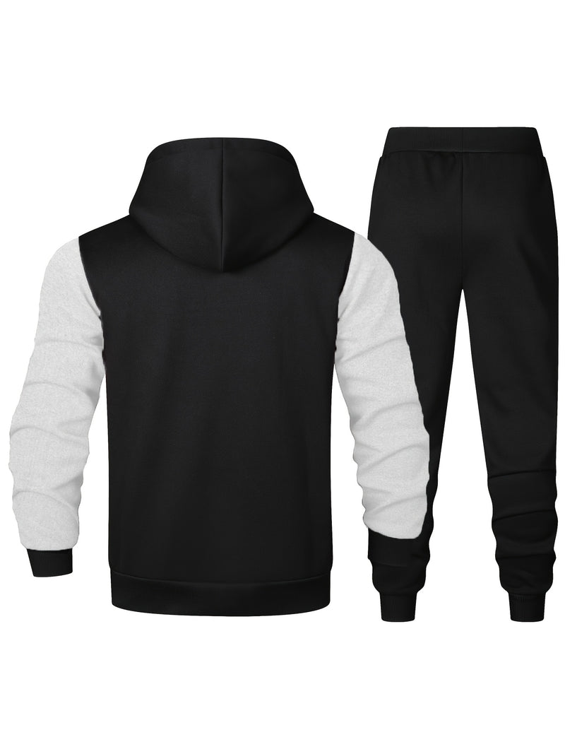 Men's Casual Sports Two-Piece Set Includes a Hooded Sweatshirt And Pants.