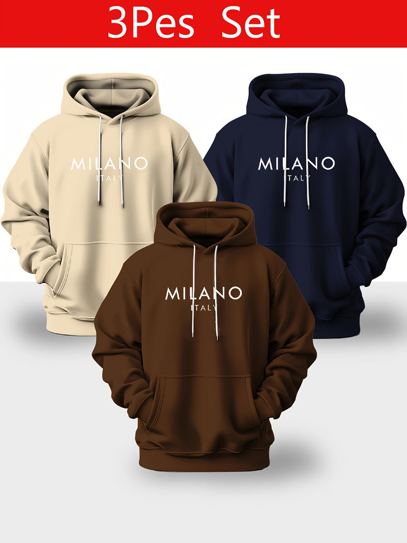 Men's Trendy Casual Three-Piece Set Fashion Hoodie.