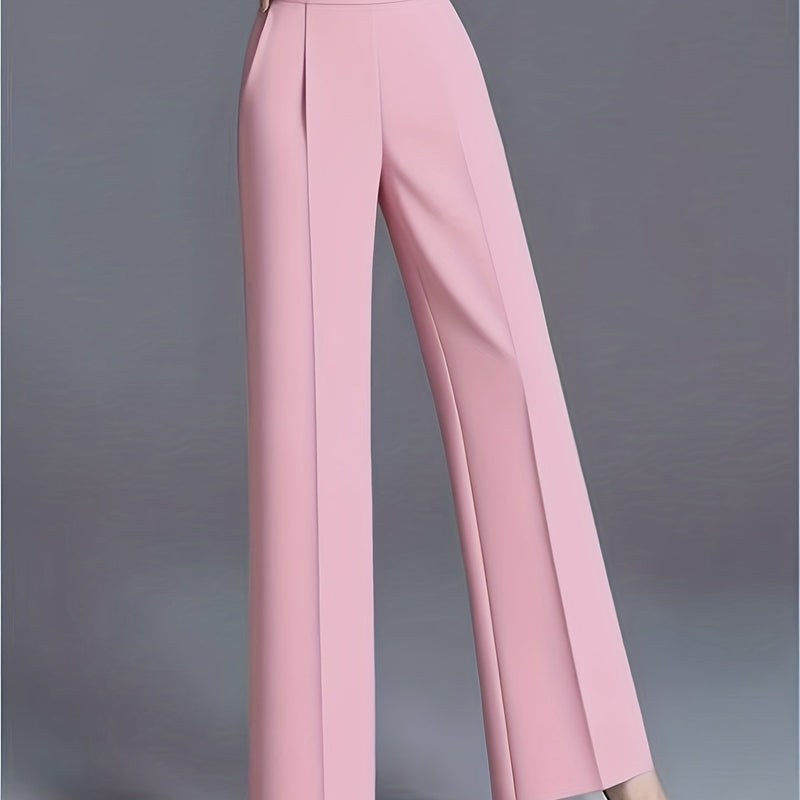 Women's Elegant High Waisted Slanted Pocket Wide Leg Pants.