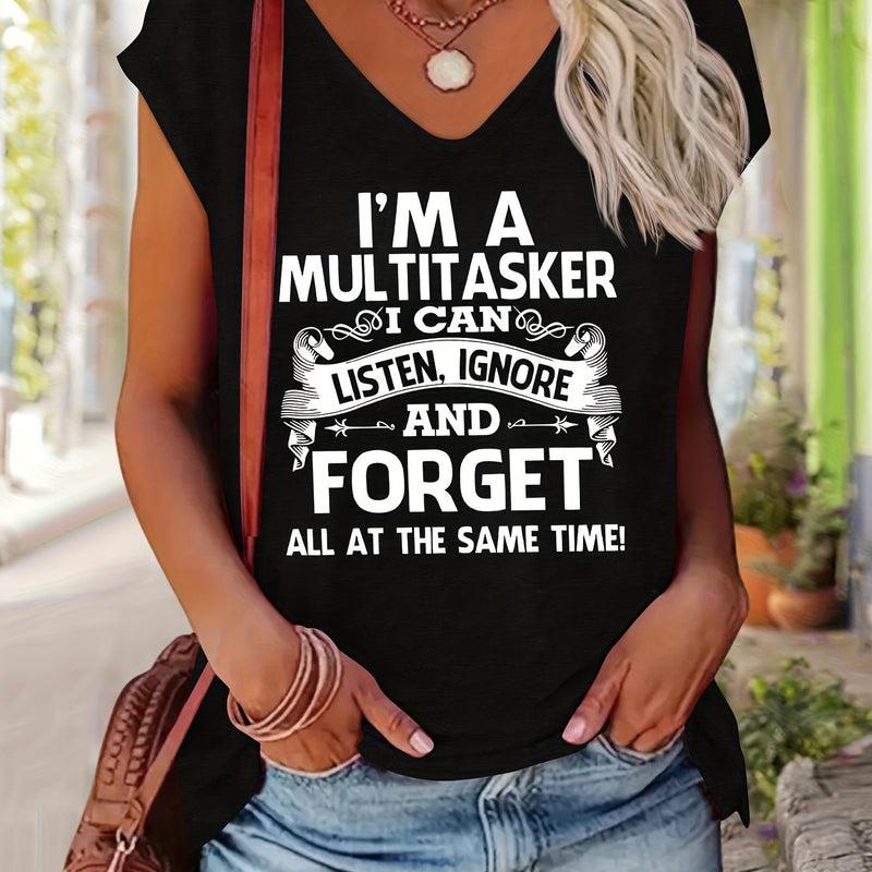Women's Casual V-Neck Short Sleeve T-Shirt.
