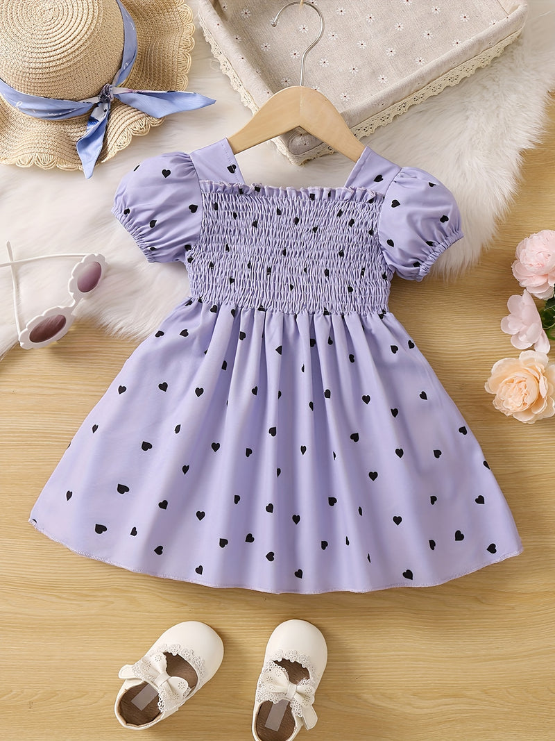 Ramadan Adorable Heart-Print Tunic Dress For Girls.