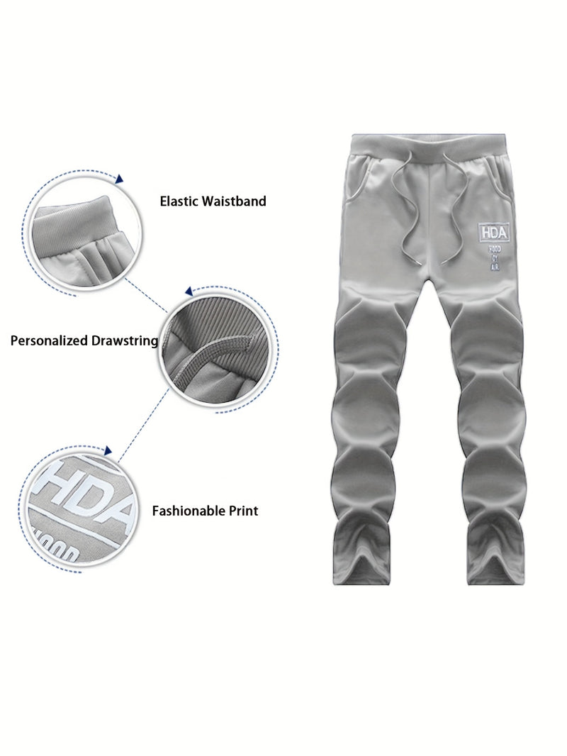 Men's Tracksuits 2pcs Set - Stand Collar Ribbed Hem Sportswear.