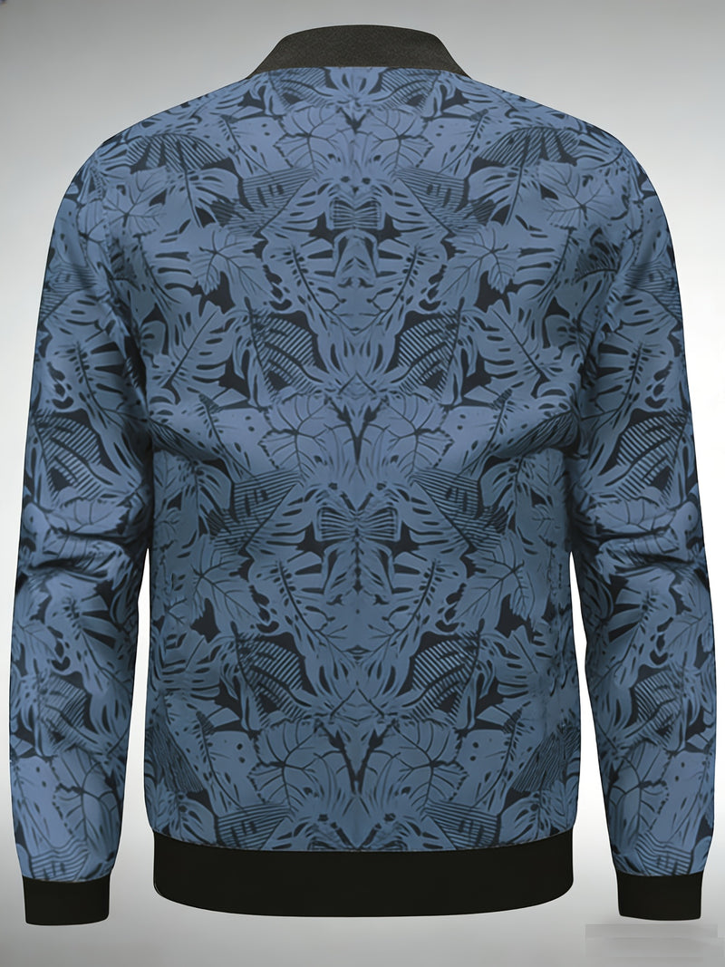 Men'S Fashion Print Casual Sports Jacket with Baseball Collar, Long Sleeve.