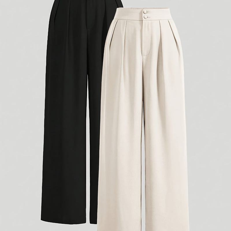 High-Waisted Wide-Leg Pants Two-Piece Set for Women.