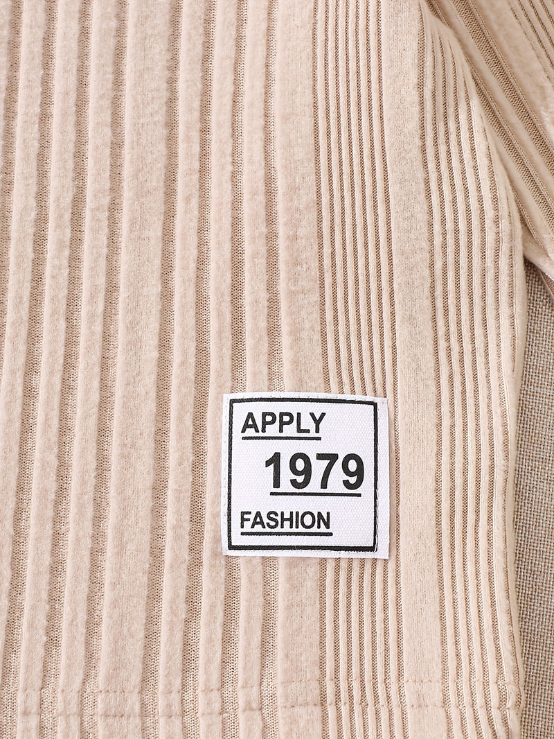 6pcs Kids Fleece Ribbed Long Sleeve Pants Set Fashion Casual Elastic.