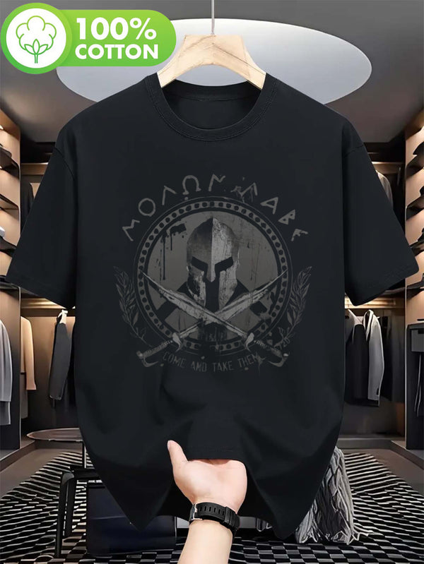Molon Labe Spartan Helmet Sword Graphic Tee.