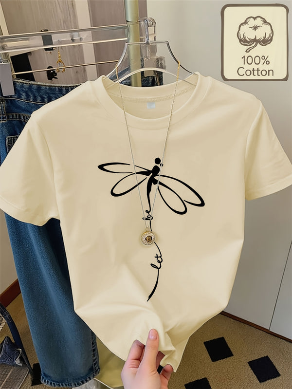 Women's Casual Home Printed Round Neck Pure Short Sleeve.