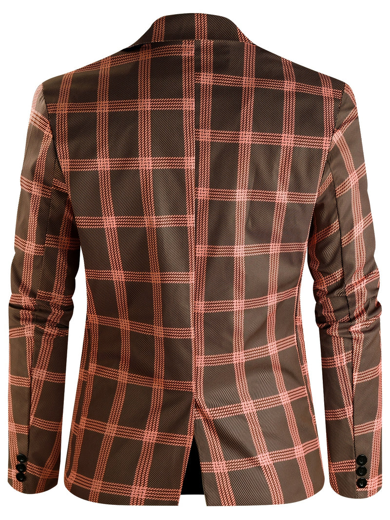 2pcs Men'S Casual Fashion Patchwork Plaid Suit | Non-Stretch Fabric.