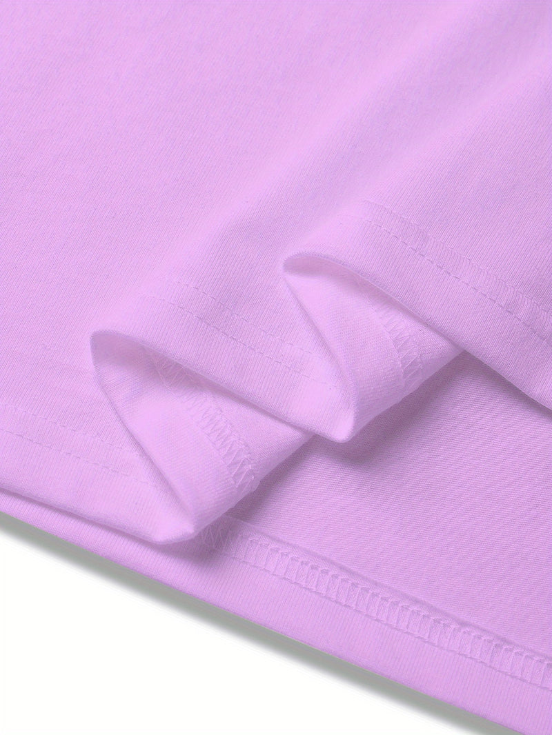 Women's Stylish Macaron Print Round Neck Short Sleeve T-Shirt.