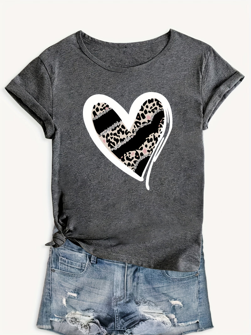 Women’s Casual Sports Loose Heart Graphic T-shirt.
